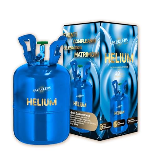 SPARKLERS CLUB Station de Gonflage pour 20 ballons Hélium 99,9% de gaz - Bonbonne Jetable Recyclable capacité 0,17m3 Idéale pour des Anniversaires, Mariages et Baptêmes (Jusqu'à 20 Ballons)
