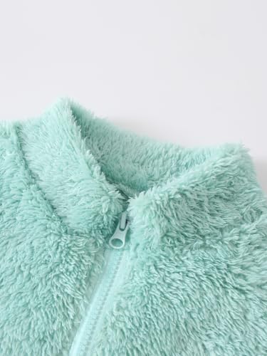 Image of Girls Sweatshirts Quarter-zip Sherpa Fleece Pullover Fuzzy Jacket