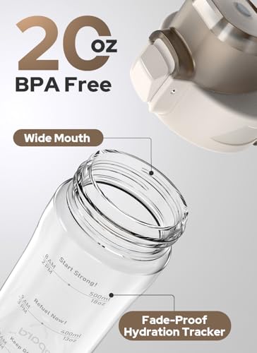 Image of Opard Zip 20oz Plastic Water Bottle Dishwasher Safe, Leakproof Flip-Top Lid, BPA Free Tritan, Wide Mouth Reusable Kids Water Bottle for School Hiking Commuting Outdoor Travel and Gym