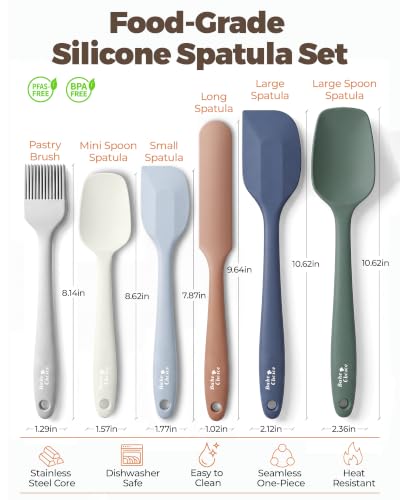 Bake Choice 6-Piece Silicone Spatula Set, Solid Steel Core, Heat Resistant - image 4