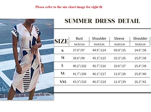 TEMOFON-Womens-Dresses-Summer-Floral-Geometric-Pattern-Short-Sleeve-Midi-V-Neck-Casual-Dress-with-Belt-S-2XL