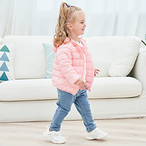 Bfustyle Winter Coats For Kids With Hoods Pink Light Puffer Coat For Baby Boys Girls Infants Toddlers Down Alternative Clothing 12 Months thumb #3