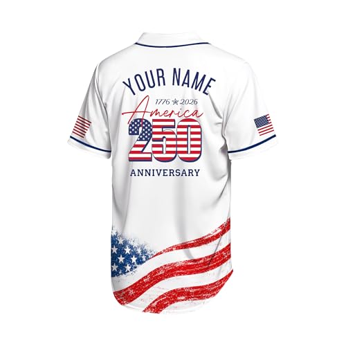 Camiseta personalizada para béisbol USA 250th Anniversary para hombres, mujeres y jóvenes miniatura 6