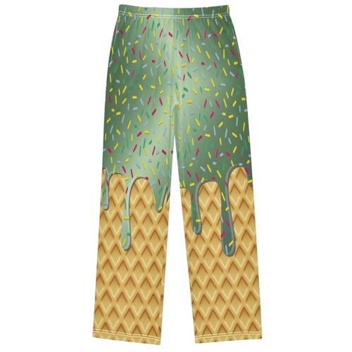 Boys' Pants Green Ice Cream Drip Joggers Elastic Long Bottoms Trousers Sweatpants with Pockets Size 6-14