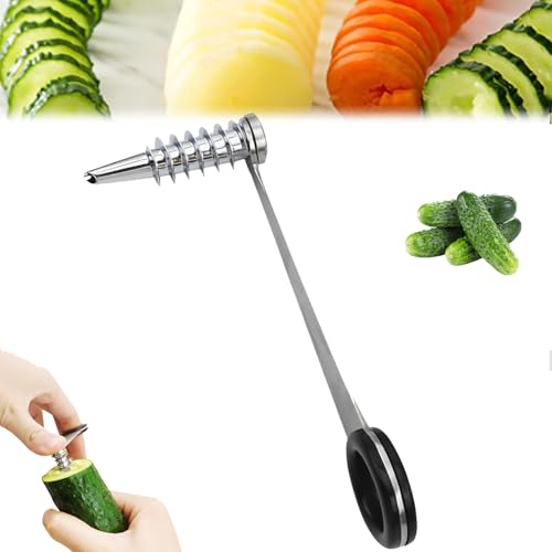 Piranha Spiral Cutter, Stainless Steel Spiral Cutter for Veggies, Spirals Cutters for Potatoes, Cucumbers, and Carrots (1-PC)