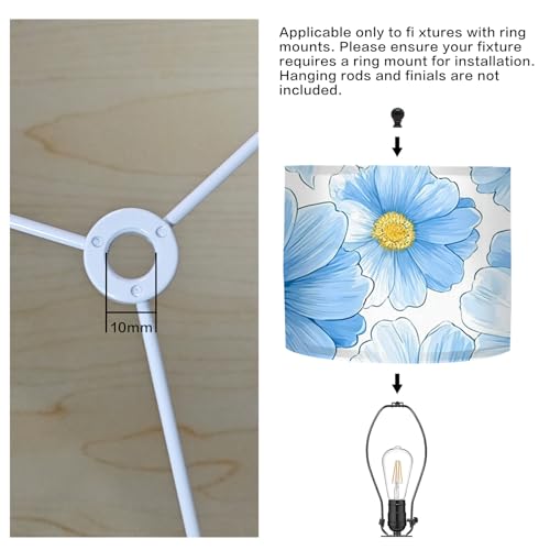 Image of Nuxovilar Lamp Shades Set of 2, 13 inch Top x 13 inch Bottom x 10 inch High (Spider) | Table lamp shades blue floral design bedroom home office covers light protective accessories (Floral)