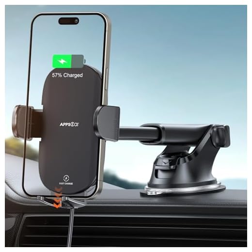APPS2Car Suction Phone Mount Wireless Car Charger, 15W Dashboard Wireless Charger for Car, Compatible with iPhone, Samsung, LG and More