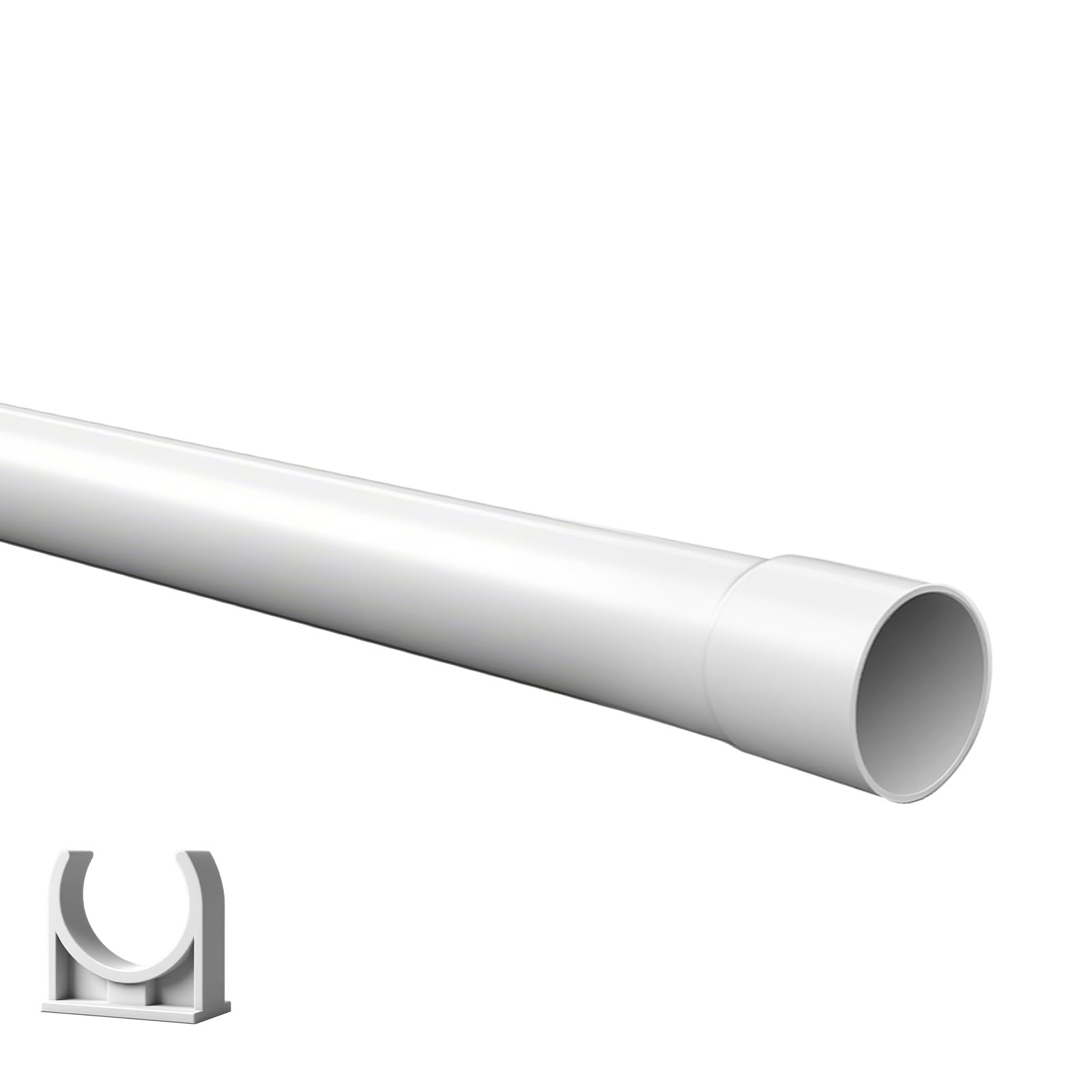 Tube d'installation M20 - Tube vide en PVC rigide de 24 m pour câble électrique - Difficilement inflammable - Avec 50 serre-câbles - Tube de 20 mm pour installation en saillie - Blanc