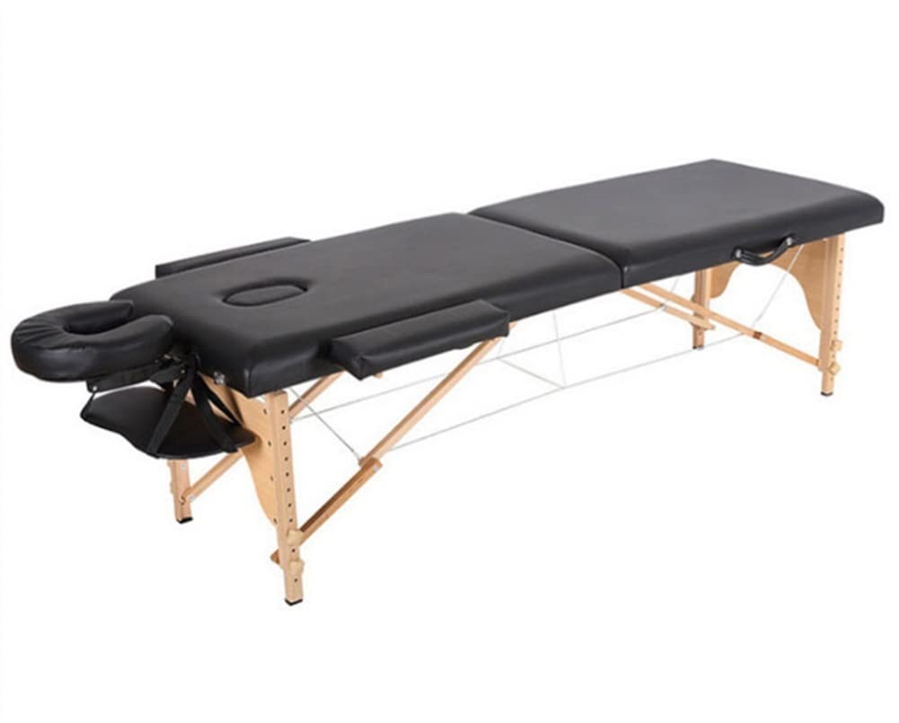 Massageliege, tragbares Massagebett, Klappbett, SPA-Bett, PU-Leder, höhenverstellbar, geeignet für Therapie, Tattoo-Salon, Spa, Gesichtsbehandlung (schwarz)(