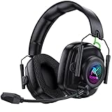 Krysenix KGH2 Wireless Gaming Headset für PS4, PS5, PC, Mac, Switch, 2.4GHz Gaming Headset mit Mikrofon, Faltbares Noise Cancelling Kabelloses Headset mit LED-Lichtern, 40H Akkulaufzeit, Rußschwarz