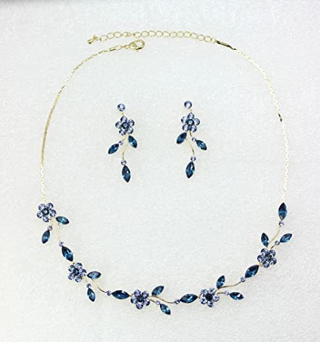 Image of Faship Gorgeous Rhinestone Crystal Floral Necklace Earrings Set