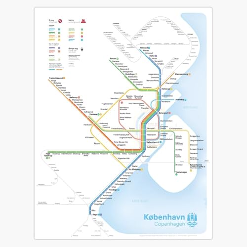 Copenhagen Denmark Metro Map Vinyl Magnet Sticker