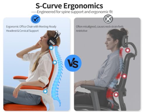 Image of TRALT Office Chair Ergonomic Desk Chair - Gaming Chair with Lumbar Support | 330 LBS Home Office Desk Chairs , Reading Chair with Flip-up Armrests, Comfortable Computer Chairs (1, Orange)