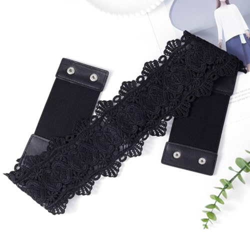 Urieo Lace Stretchy Cinch Belt Black Elastic Corset Belts Wide Stretch Halloween Costume Dress Dresses Waist Belt for Women4