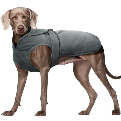 Kuoser-Canvas-Dog-Winter-Coat-Warm-Dog-Jacket-Reflective-Fleece-Dog-Cold-Weather-Coat-Warm-Doggie-Clothes-Waterproof-Dog-Vest-with-Zipper-Leash-Hole-for-Small-Medium-Large-Dogs-Grey