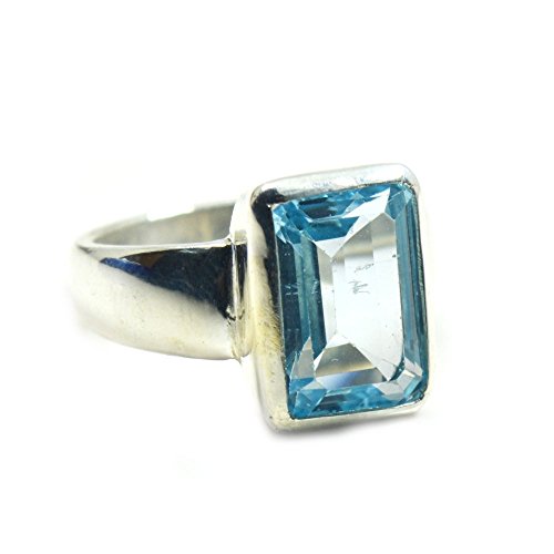 Bague topaze bleue 3 carats en argent sterling pour femme taille J 1/2 à Z