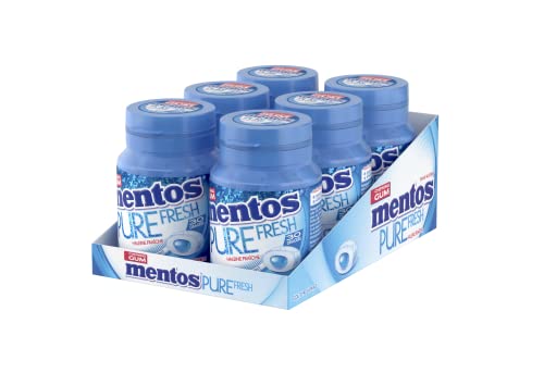 Mentos - Chewing-Gum Mentos Pure Fresh Parfum Fresh Mint - Chewing-Gum Sans Sucres - Dure Longtemps - Haleine Fraîche - 6 Boîtes de 30 Dragées