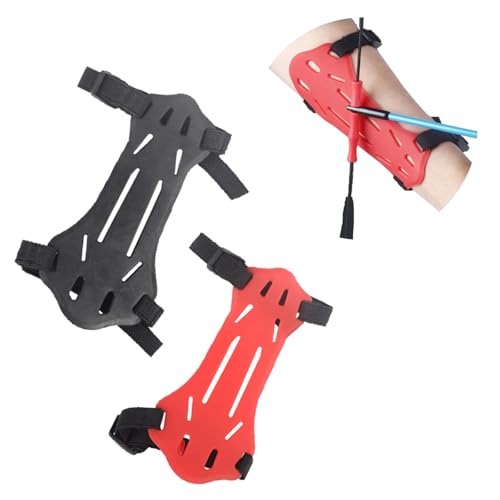 2 Pack Rubber Archery Arm Guard Youth Forearm Protector Adjustable 2 Straps Buckles for Kids & Youth Shooting Practice