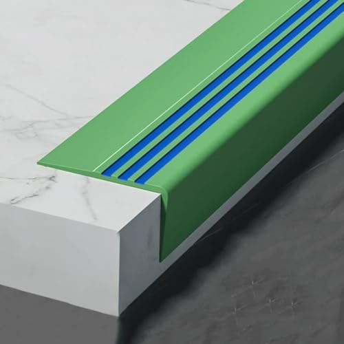 YLLSMGS Perfil Angular PVC Goma Antideslizante Autoadhesivo de Goma Antideslizante para Umbrales Protección de Escalones de Madera(Green,450cm/14.8ft)