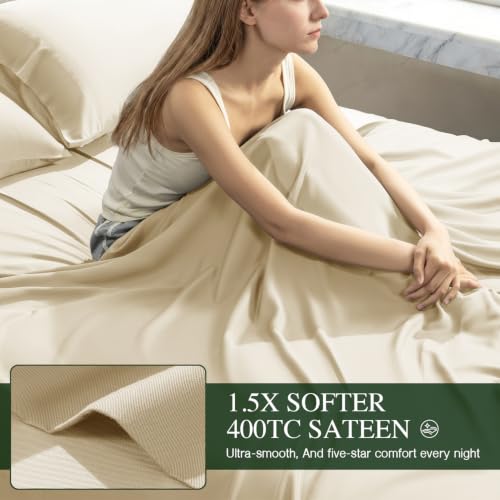 Image of 100% Organically Grown Bamboo Viscose Queen Sheet Set with Pockets on Side