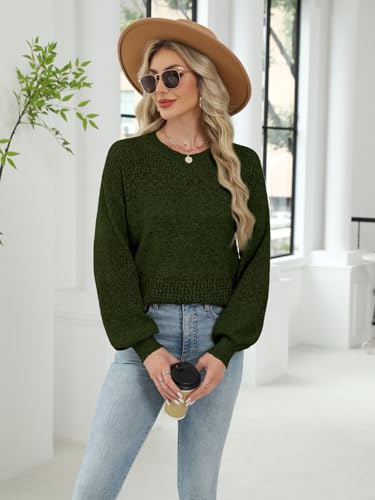 Image of Lylinan Womens Sweaters Casual Boho Long Sleeve Shirts Crewneck Lightweight Crochet Tops Pullover Knit Sweater