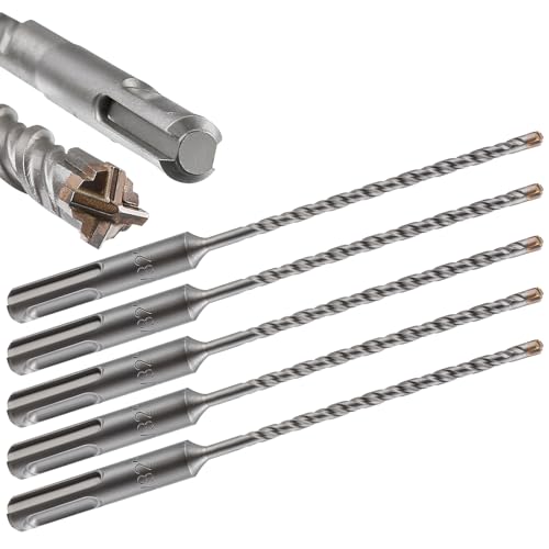 Wensilon 5pcs 5/32 X 8-6 Cross-Type Double Thread Carbide Drill Bits for Concrete Brick Stone Hammer Drill