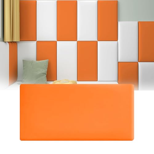 Papel Pintado Pared, Cabeceros Paneles Decorativos 3D Paneles de Cabecero Tapizados para Dormitorios Autoadhesivo Acolchado de Pared Tapizados para Cocina Salón (Orange 30x60cm 10pcs)