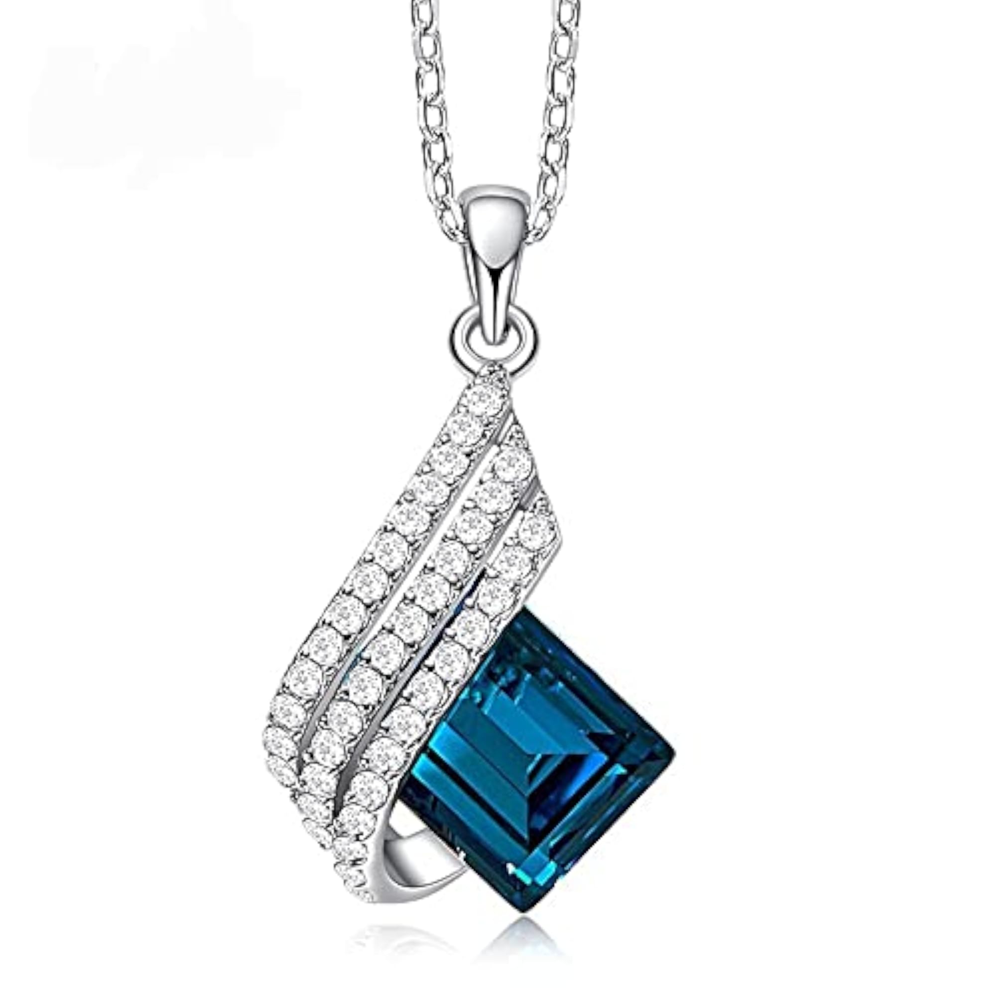 Angel Wings Platinum Plated Crystal Pendant Necklace Set