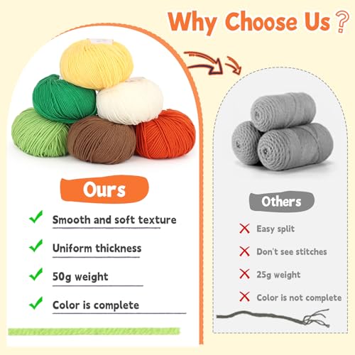 Image of Katech Cotton Yarn for Crocheting-55% Cotton 45% Acrylic-#3 DK (Light)-Super Soft Milk Cotton Yarn-Great Crochet and Knitting Starter Kit for Colorful Craft(Orange)