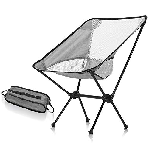 Chaise de camping pliante alu grise avec sac de transport randonnée