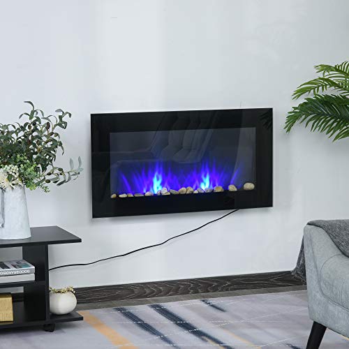 GREAZ 1500W Electric Wall-Mounted Fireplace for a Cozy Home Atmosphere, Adjustable Heat & 7 Color Flame Effects, Black - Image 8