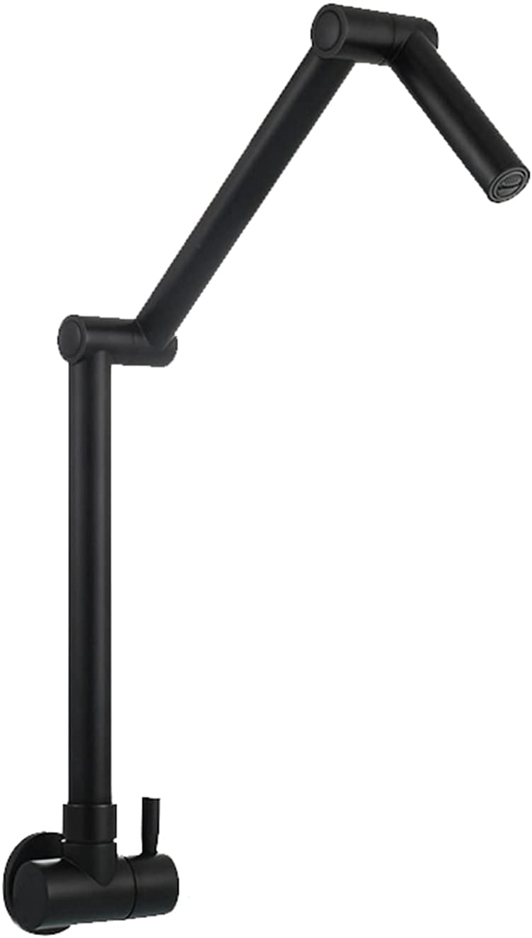 Robinet en laiton mural noir commercial robuste avec double articulation extensible