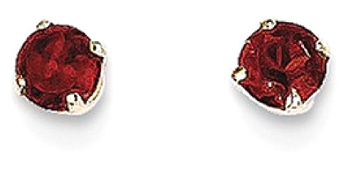 14K Yellow Gold 3Mm January Garnet Earrings Birthstone Stud Gemstone Fine Jewelry For Women Gifts For Her #TOP7