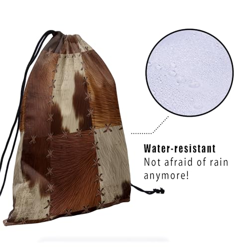 Image of Nerxy Patchwork Grip Bag - Cowhide Print Gymnastics Grip Bag Vintage Gymnasts Gym Bag X Stitch Drawstring Gift Bag Gym Storage Pouch for Sports Party Favors