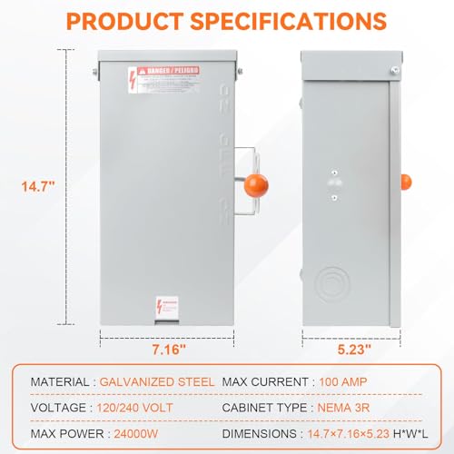 image for MUJURUR 100A Generator Transfer Switch,24000W General-Duty Double-Thro