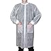 Greenour Disposable Lab Coats with Pockets for Adult Unisex White Coat, Knitted Collar and Cuffs Breathable Polypropylene (Case of 50, Large)