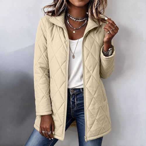 Quilted Jackets for Women Lightwight Fall Winter Mid Length Padded Coats - image 4