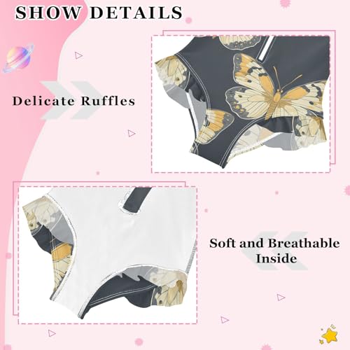 Girls One Piece Swimsuits Long Sleeve Swimsuit Zipper Bathing Suits Butterflies Black Butterfly4