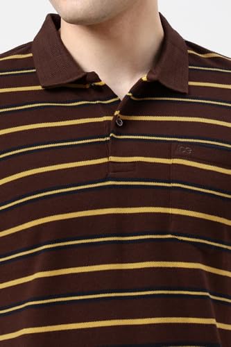 Image of Peter England Men's Cotton-Polyester Dual-Tone Breton Polo T-Shirt - Casual Wear | Stylish & Comfortable