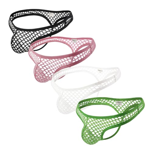 ONEFIT Men's See Through Thong Fishnet G-Strings Mesh Breathable Underwear with U Pouch Panties