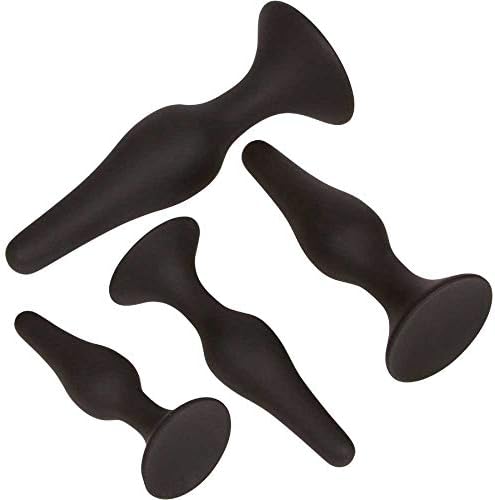 4Pcs/Set Soft Medical Silicone Trainer Kit Anale Pugs Beginner Set for Women and Men (Black)