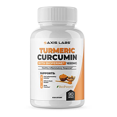 Turmeric Curcumin With Bioperine By Axis Labs, 95% Curcuminoids With Black Pepper For Best Absorption, Healthy Inflammatory Response, Joint & Heart Health, Brain Function, 90 Capsules 30-Day Supply #TOP7
