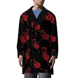 Grim Reaper Mens Coat Double Breasted Trench Collar Peacoat Winter Fleece Jacket Overcoat