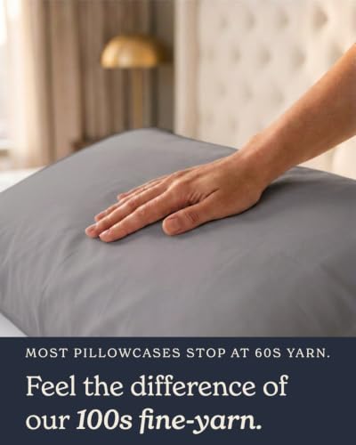 Image of Beckham Hotel Collection King Pillow Cases Set of 2, Cool Touch Sateen Pillowcases, 500TC Cotton, Silky Smooth & Soft, Open End, Dark Gray
