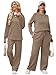 OFEEFAN Lounge Sets for Women 2 Piece Fall Outfits Long Sleeve Loungewear Winter Fashion Tracksuit Travel Sweatsuit Airport Track Suit Vacation Clothes Wide Leg Matching Clothing Khaki S