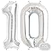 Produktbild Folienballon Zahl in Silber- XXL 40"/100cm Riesenzahl 100cm Ballon - Folienballons für Luft oder Helium als Geburtstag, Hochzeit , Jubiläum oder Abschluss Geschenk, Party Dekoration (Silber [ 10 ])