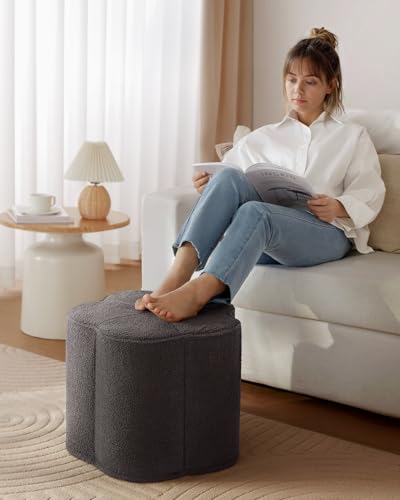 Blissful-Diary-Flower-Pouf-Ottoman-Charm-Floor-Pouf-for-Home-Decor-Full-Foam-Filling-Foot-Rest-for-Couch-Comfy-Floral-Pouf-for-Living-Room-Bedroom-Kids-Room-Dark-Grey Blissful Diary Flower Pouf Ottoman Charm Floor Pouf for Home Decor Full Foam Filling Foot Rest for Couch Comfy Floral Pouf for Living Room Bedroom Kids Room Dark Grey