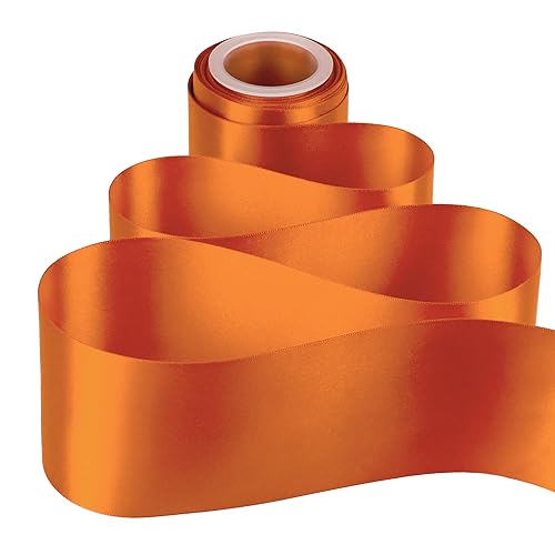 MEEDEE Orange Satin 3 Inch Ribbon Lux Double Faced Satin Ribbon Autumn Colored Wide Fall Ribbons By 10 Yards Orange Ribbons for Christmas Tree, Weddings, Flower Bouquet, Wreath Bow Making by MEEDEE - Used condition - Image 7