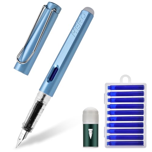 LVZONGXIN Radierbarer Füllfederhalter, Feder in Sträke F, Füller mit radierbarer, blauer Tinte I inkl. 10 Patrone + 1 Feder-Pflegeset I Schreiben, radieren & korrigieren in einem (Blau) LVZONGXIN Radierbarer Füllfederhalter, Feder in Sträke F, Füller mit radierbarer, blauer Tinte I inkl. 10 Patrone + 1 Feder-Pflegeset I Schreiben, radieren & korrigieren in einem (Blau)