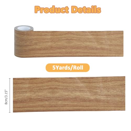 Image of Wood Grain Tapes 3inchx15feet Wood Colored Stickers Camel Self Adhesive Wood Grain Repair Patch Upholstery Wood Duct Tape Durable Multi-Use Adhesive Patch for Doors Floor Furniture